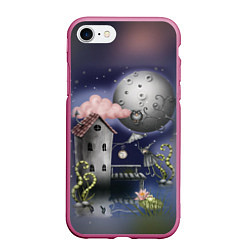 Чехол iPhone 7/8 матовый Ночная сказка, цвет: 3D-малиновый