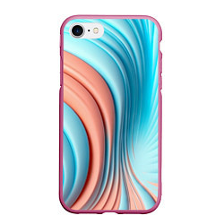 Чехол iPhone 7/8 матовый Кораллово-голубая абстрактная волна, цвет: 3D-малиновый