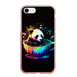 Чехол iPhone 7/8 матовый Панда в кружке, цвет: 3D-светло-розовый
