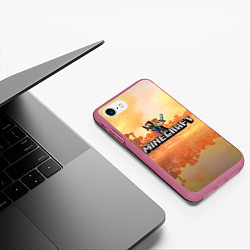 Чехол iPhone 7/8 матовый Стив Майнкрафт Minecraft, цвет: 3D-малиновый — фото 2