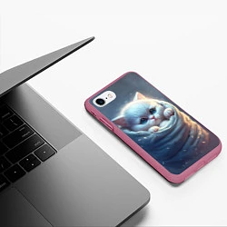 Чехол iPhone 7/8 матовый Котик в мешке, цвет: 3D-малиновый — фото 2