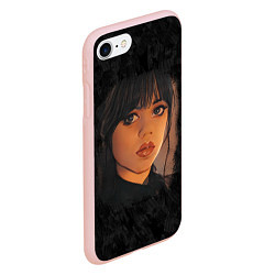 Чехол iPhone 7/8 матовый Портрет Уэнздей Аддамс, цвет: 3D-светло-розовый — фото 2