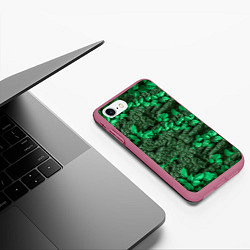 Чехол iPhone 7/8 матовый Текстура листвы, цвет: 3D-малиновый — фото 2