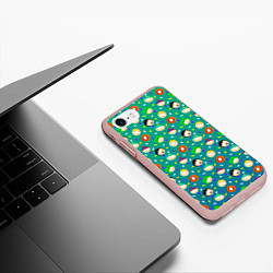 Чехол iPhone 7/8 матовый Южный Парк - паттерн персонажи, цвет: 3D-светло-розовый — фото 2