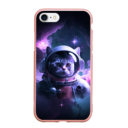 Чехол iPhone 7/8 матовый Котик космонавт, цвет: 3D-светло-розовый