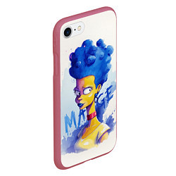 Чехол iPhone 7/8 матовый Акварельная Мардж Симпсон, цвет: 3D-малиновый — фото 2