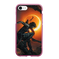 Чехол iPhone 7/8 матовый Lara Croft, цвет: 3D-малиновый