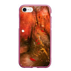 Чехол iPhone 7/8 матовый Абстрактный красный туман и краски, цвет: 3D-малиновый