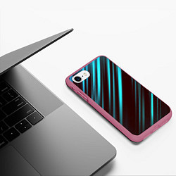 Чехол iPhone 7/8 матовый Stripes line neon color, цвет: 3D-малиновый — фото 2