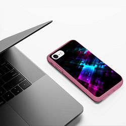 Чехол iPhone 7/8 матовый Неоновый киберпанк, цвет: 3D-малиновый — фото 2