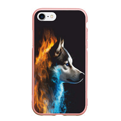 Чехол iPhone 7/8 матовый Голова волка Стихия огня, цвет: 3D-светло-розовый