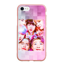 Чехол iPhone 7/8 матовый BTS K-pop, цвет: 3D-светло-розовый