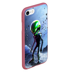 Чехол iPhone 7/8 матовый Alien during a space storm, цвет: 3D-малиновый — фото 2