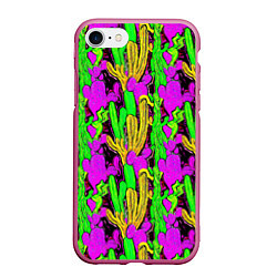 Чехол iPhone 7/8 матовый Абстрактные кактусы, цвет: 3D-малиновый