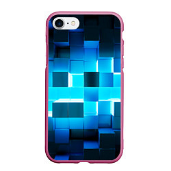 Чехол iPhone 7/8 матовый Неоновые кубы с подсветкой, цвет: 3D-малиновый