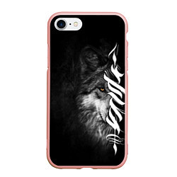Чехол iPhone 7/8 матовый Волк с узором, цвет: 3D-светло-розовый