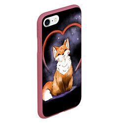 Чехол iPhone 7/8 матовый Милая лисица кицунэ, цвет: 3D-малиновый — фото 2