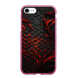 Чехол iPhone 7/8 матовый Объемные огненные плитки, цвет: 3D-малиновый