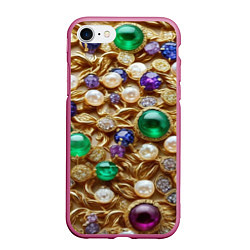 Чехол iPhone 7/8 матовый Россыпь драгоценностей, цвет: 3D-малиновый