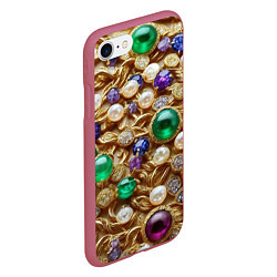 Чехол iPhone 7/8 матовый Россыпь драгоценностей, цвет: 3D-малиновый — фото 2