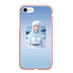 Чехол iPhone 7/8 матовый Девушка-Зима, цвет: 3D-светло-розовый