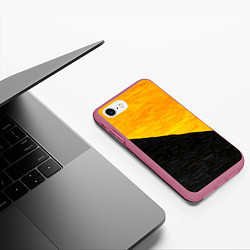 Чехол iPhone 7/8 матовый Желто-черные масляные краски, цвет: 3D-малиновый — фото 2