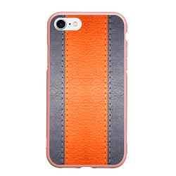 Чехол iPhone 7/8 матовый Кожа серая оранжевая, цвет: 3D-светло-розовый
