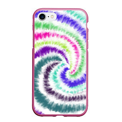Чехол iPhone 7/8 матовый Тай-дай разноцветный, цвет: 3D-малиновый