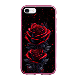 Чехол iPhone 7/8 матовый Готические розы в космосе, цвет: 3D-малиновый