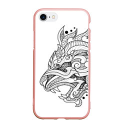 Чехол iPhone 7/8 матовый Lion tattoo - irezumi, цвет: 3D-светло-розовый