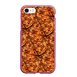 Чехол iPhone 7/8 матовый Сочная текстура из кусков пиццы, цвет: 3D-малиновый