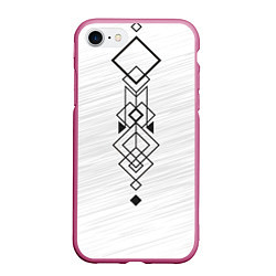 Чехол iPhone 7/8 матовый Тату геометрия, цвет: 3D-малиновый