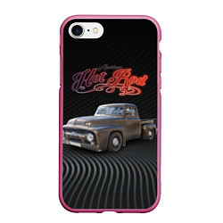 Чехол iPhone 7/8 матовый Хот род на базе модели Ford F-100, цвет: 3D-малиновый