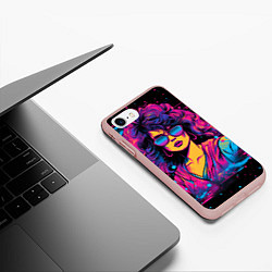 Чехол iPhone 7/8 матовый Lady - retrowave style, цвет: 3D-светло-розовый — фото 2