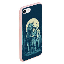 Чехол iPhone 7/8 матовый Старик с волком, цвет: 3D-светло-розовый — фото 2