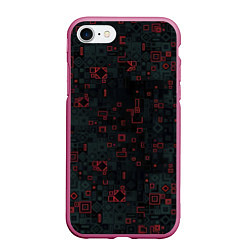 Чехол iPhone 7/8 матовый Квадратные пазлы, цвет: 3D-малиновый