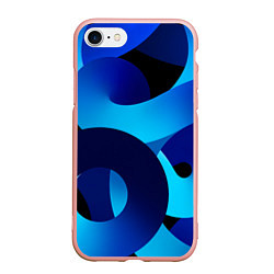 Чехол iPhone 7/8 матовый Синие линии в виде узоров, цвет: 3D-светло-розовый