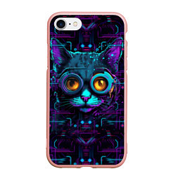 Чехол iPhone 7/8 матовый Cat - cyberpunk style, цвет: 3D-светло-розовый