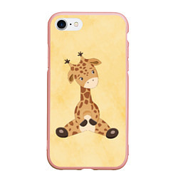 Чехол iPhone 7/8 матовый Малыш жираф, цвет: 3D-светло-розовый