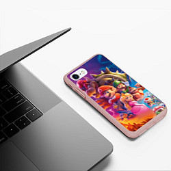 Чехол iPhone 7/8 матовый Братья Супер Марио в кино, цвет: 3D-светло-розовый — фото 2