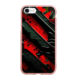 Чехол iPhone 7/8 матовый Черные плашки на красном фоне
