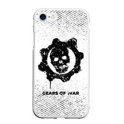 Чехол iPhone 7/8 матовый Gears of War с потертостями на светлом фоне, цвет: 3D-белый