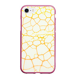 Чехол iPhone 7/8 матовый Жёлтые разломы, цвет: 3D-малиновый