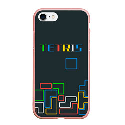 Чехол iPhone 7/8 матовый Tetris neon, цвет: 3D-светло-розовый