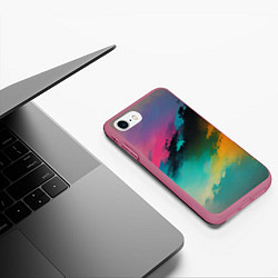 Чехол iPhone 7/8 матовый Абстрактный туман, цвет: 3D-малиновый — фото 2