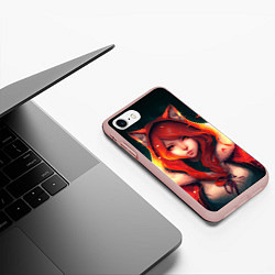 Чехол iPhone 7/8 матовый Рыжая девушка-лиса, цвет: 3D-светло-розовый — фото 2