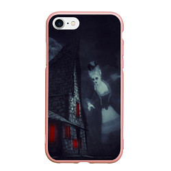 Чехол iPhone 7/8 матовый Жуткий старый дом с женщиной призраком, цвет: 3D-светло-розовый