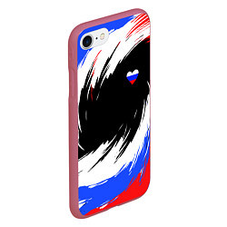 Чехол iPhone 7/8 матовый Сердечко Россия - мазки кисти, цвет: 3D-малиновый — фото 2