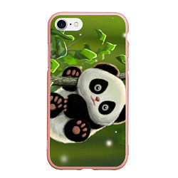 Чехол iPhone 7/8 матовый Панда на дереве отдыхает, цвет: 3D-светло-розовый
