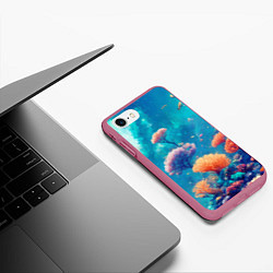 Чехол iPhone 7/8 матовый Океанские глубины, цвет: 3D-малиновый — фото 2